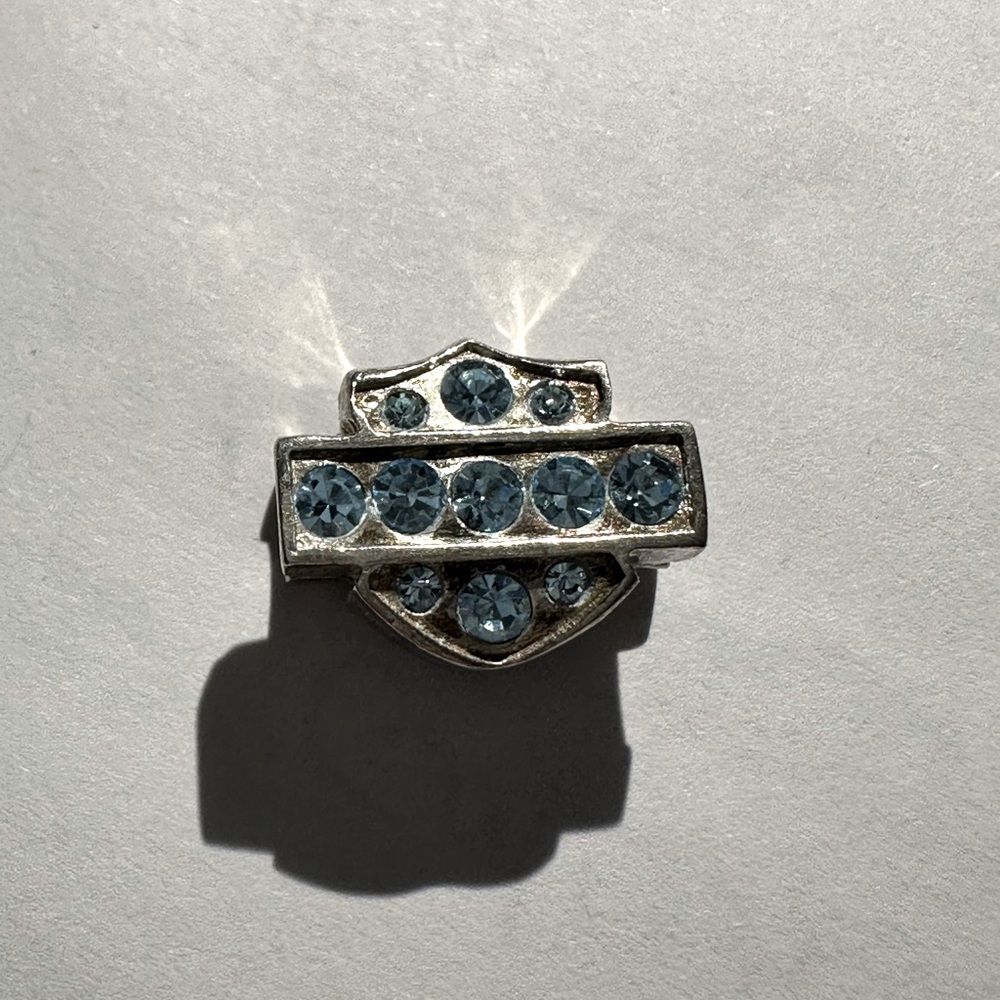 Harley-Davidson® Women's Bar & Shield Blue Crystal Ride Bead Charm HDD0005